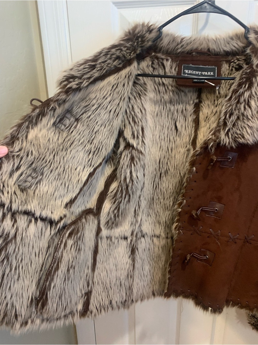 Brown Faux-Shearling Trim Suede Jacket - Women - Picture 7 of 9